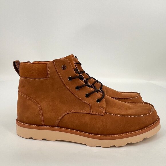 Club Room Men’s Clifton Lace-Up Moc-Toe Boots Size 13 Tan Faux Suede Memory Foam main image 8